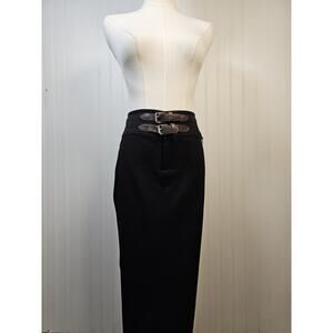 Ralph Lauren Black Equestrian Pencil Skirt Women's 8 Leather Horseshoe Stretch